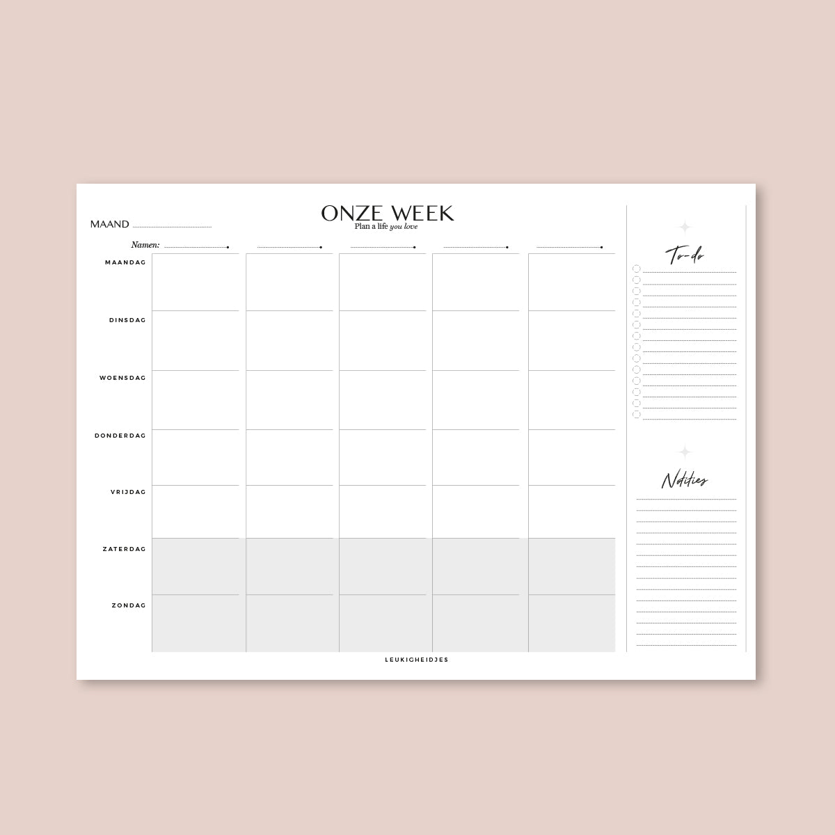 Printable - Familieplanner